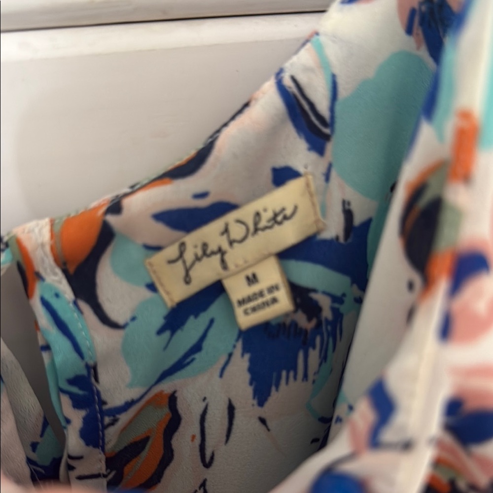 Blue Flutter Sleeve Ruffled Blouse - Picture 2 of 4